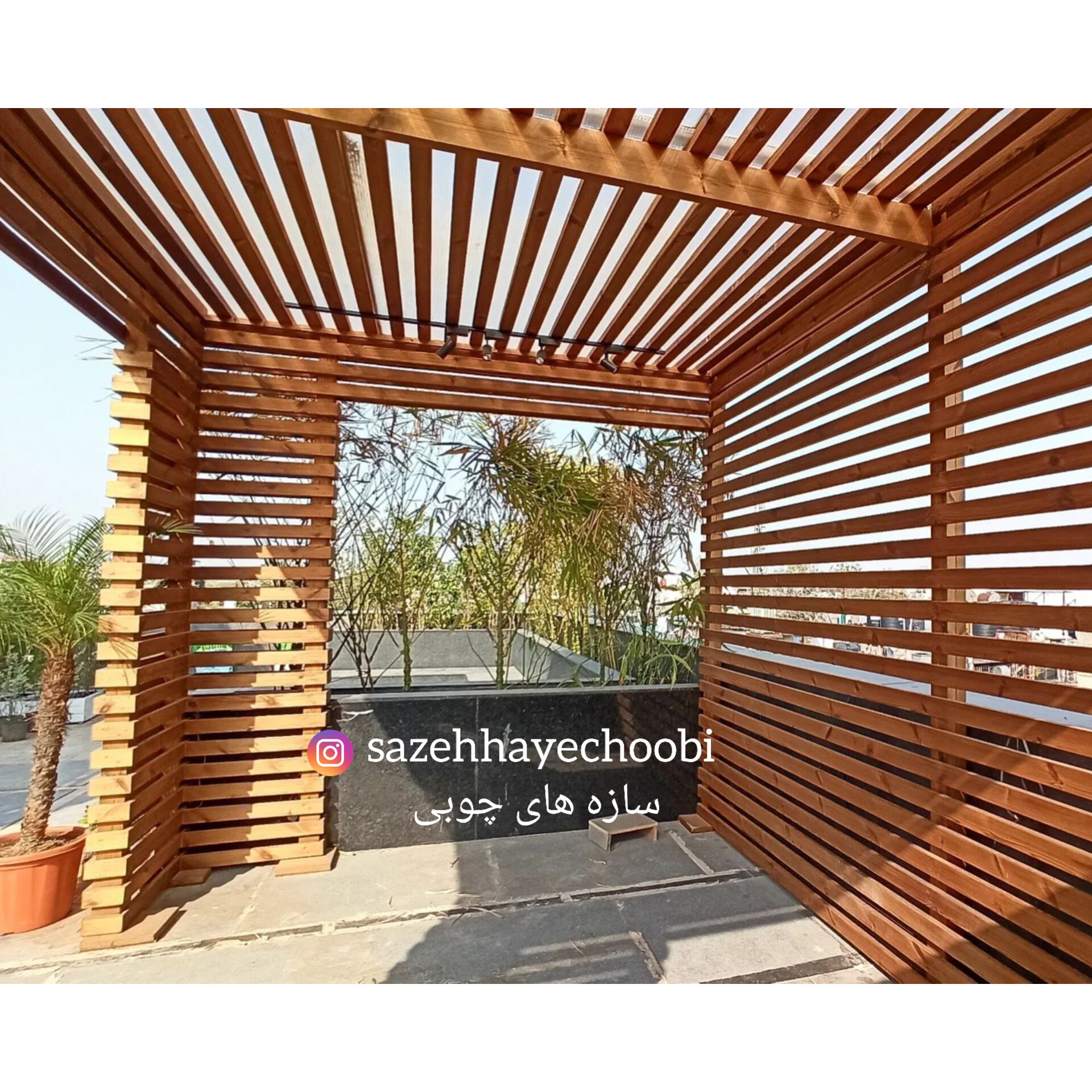 پرگولا تمام چوب روف گاردن ۳×۴ | چوب نراد روسی - تصویر 5