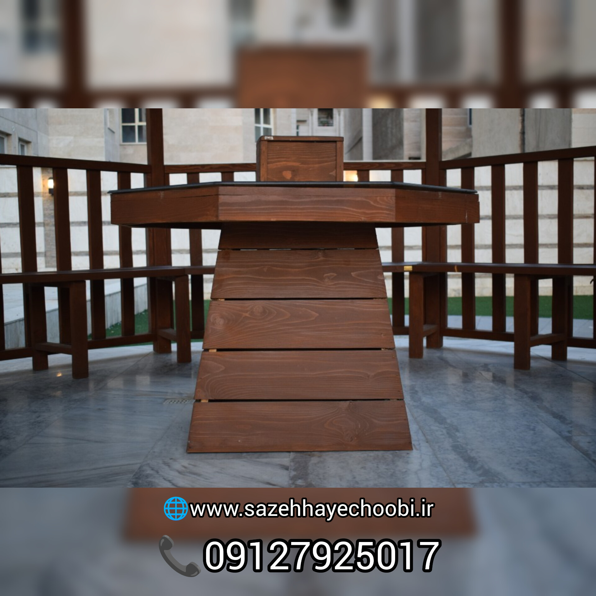 آلاچیق تمام چوب ۱۰ متری هشتضلعی | قیمت و ساخت آلاچیق چوبی - تصویر 5