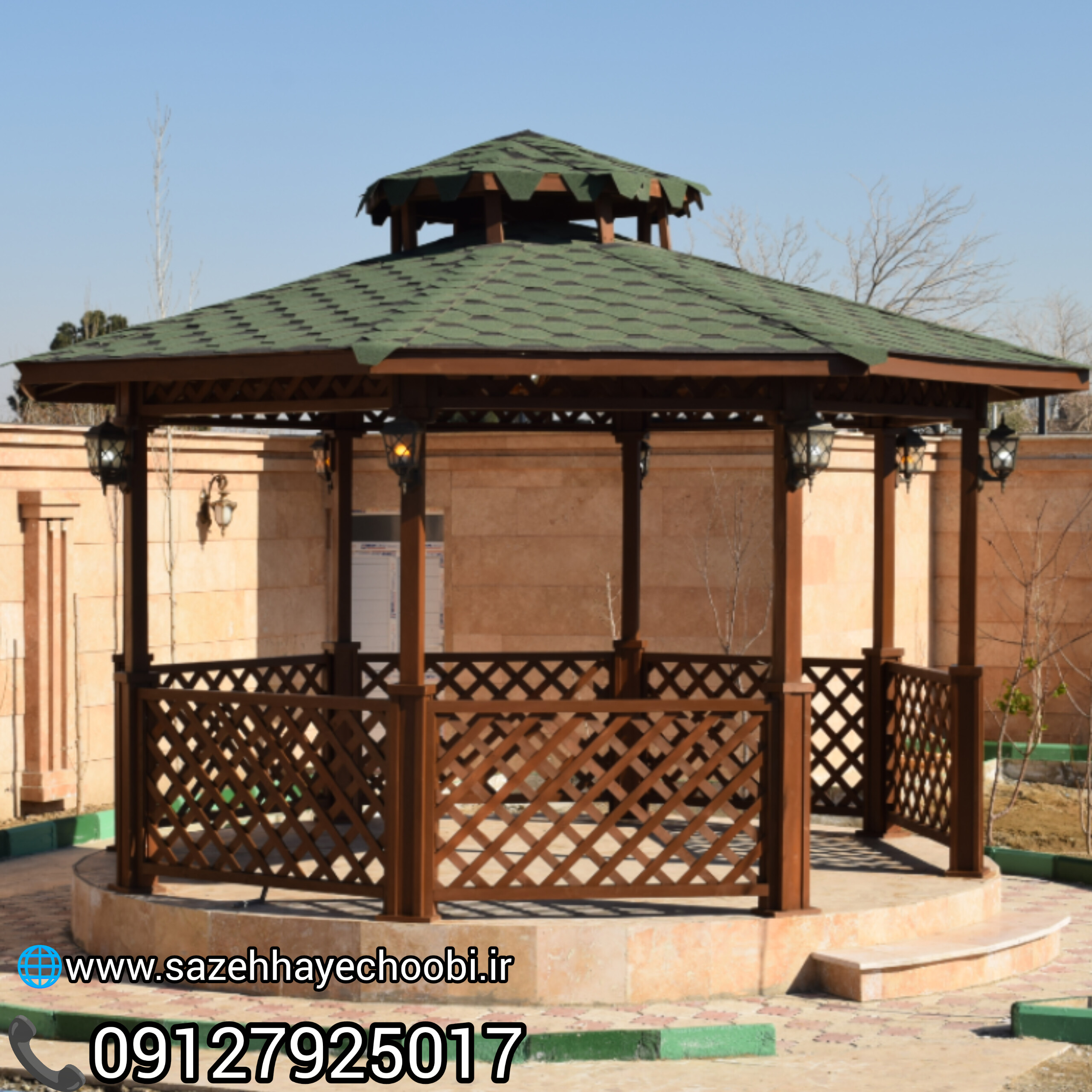 آلاچیق هشت ضلعی تمام چوب ۹ متری | قیمت و ساخت آلاچیق چوبی - تصویر 6