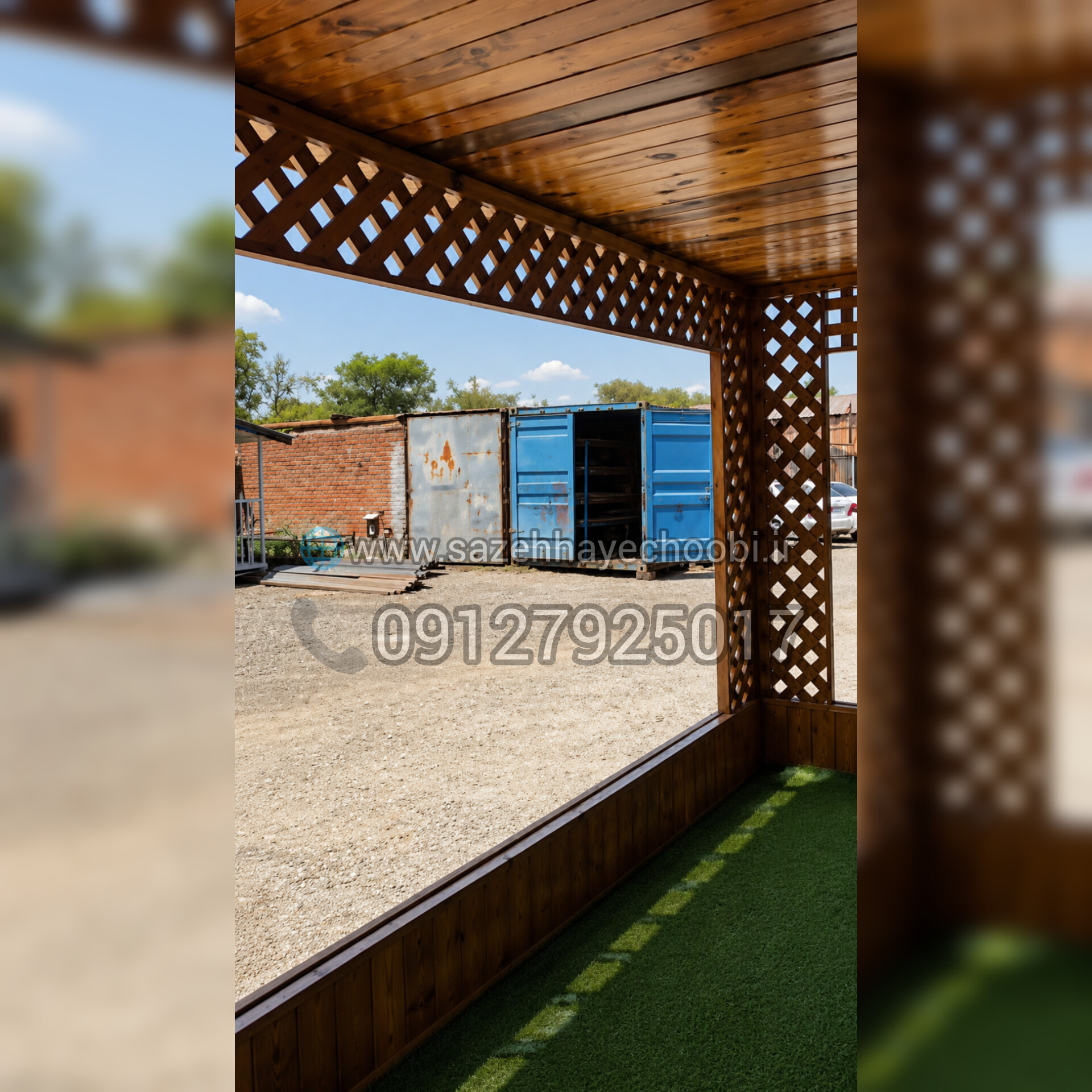آلاچیق تمام چوب ترموود ۲×۳ متر | ساخت آلاچیق چوبی مقاوم و قابل جابجایی - تصویر 3
